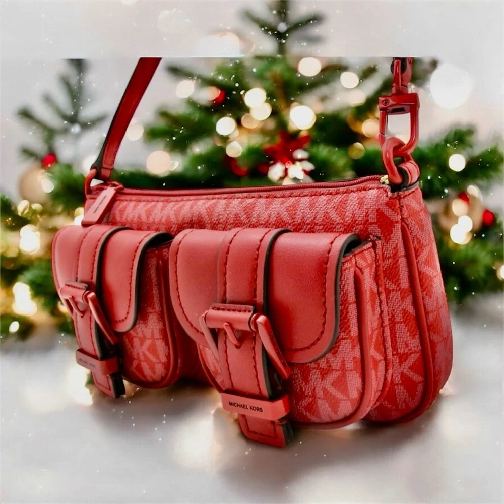 🍒🎄MICHAEL Michael Kors Zoe Convertible Signature Logo Shoulder Bag